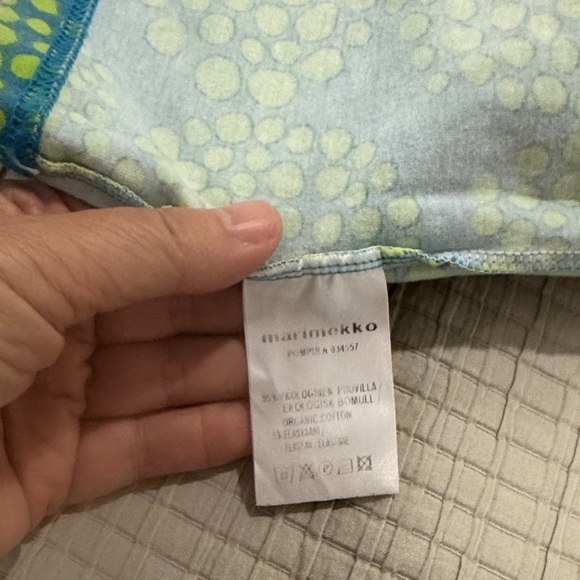 Marimekko Teal and Lime Green Patterned Short Sleeved Dress 80cm - Picture 6 of 8